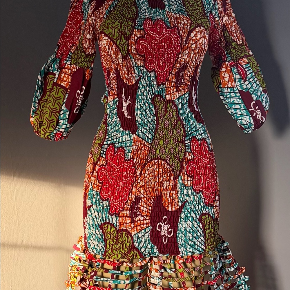 Vibrant Multicolor Smocked Midi Dress